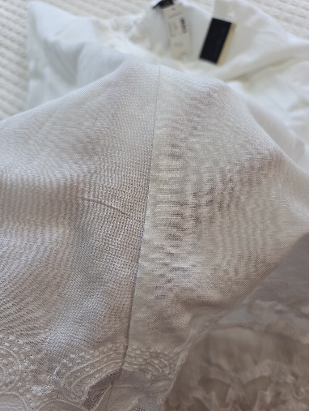 NWT Lane Bryant White Midi Skirt Linen Blend Size 22/24 Lace Hem Cottagecore - Picture 11 of 12